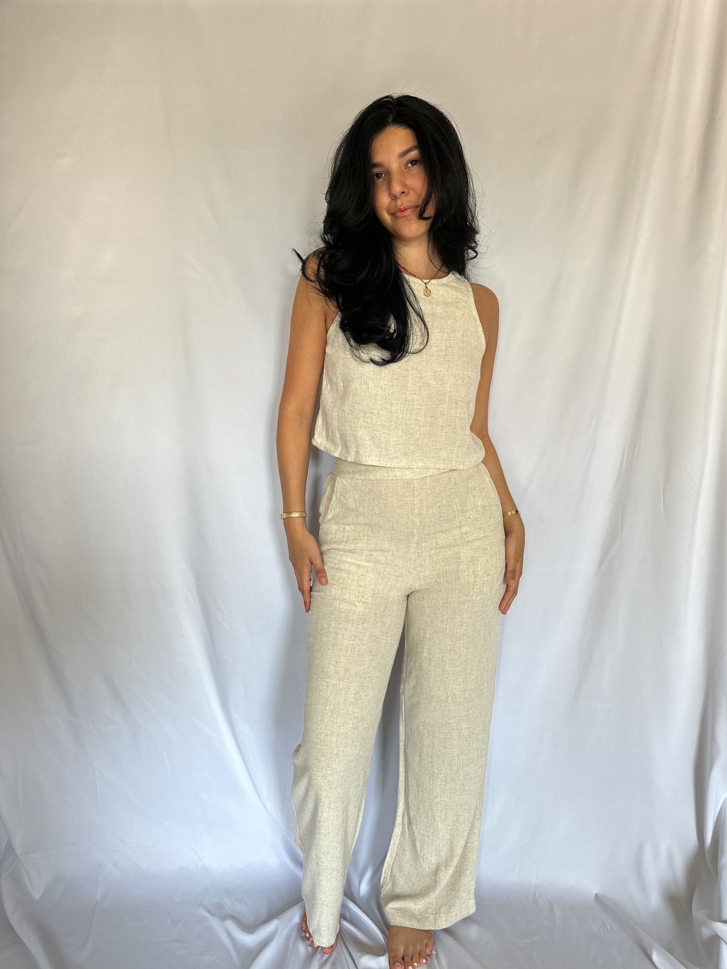 Santorini Linen Top