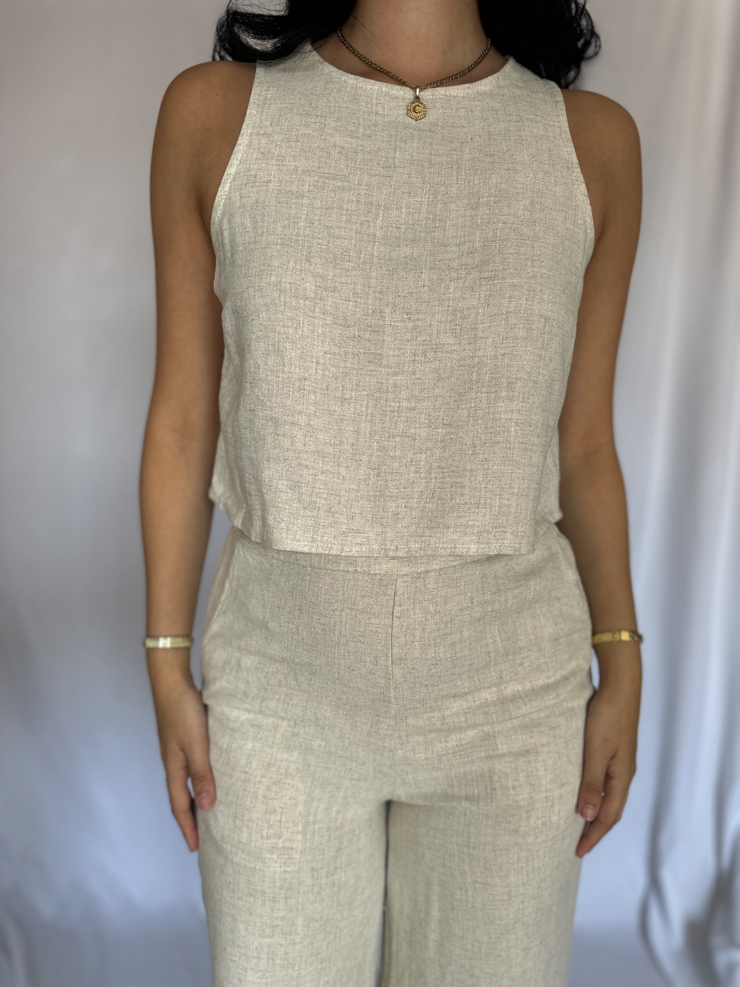 Santorini Linen Top